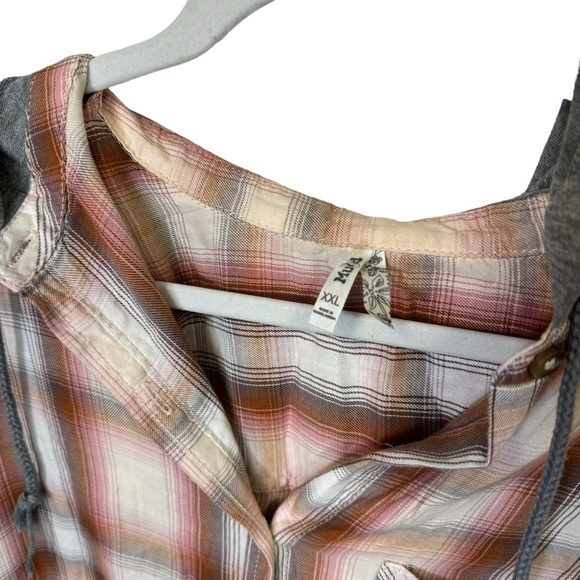 Mudd Plaid Print Hooded Casual Flannel Button Up Shirt Junior’s Size XXL - Picture 3 of 6